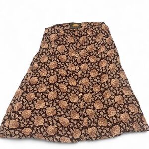 Vintage Y2K Free People Brown A-Line Skirt with Tan Floral Print